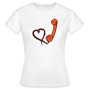 Rétro combiné de téléphone avec le coeur - T-shirt Femme - blanc - Devant - AI Model Female 172 dark (172cm)