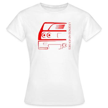 Legends Never Die – Retro Car Outline - Frauen T-Shirt - Weiß - Vorne - AI Model Female 172 dark (172cm)