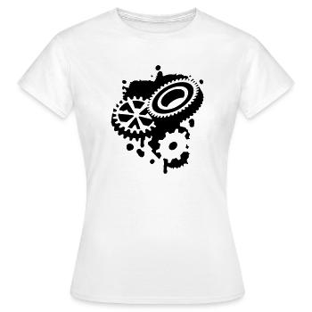 Drei Zahnräder als Graffiti - Frauen T-Shirt - Weiß - Vorne - AI Model Female 172 dark (172cm)