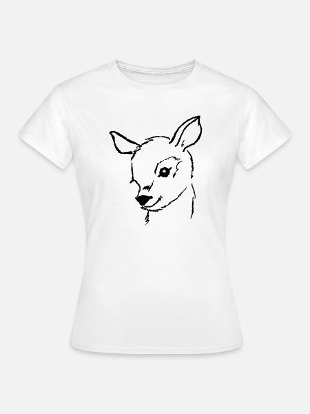 Reh Rehkitz handgemalter Rehkopf - Frauen T-Shirt - Weiß