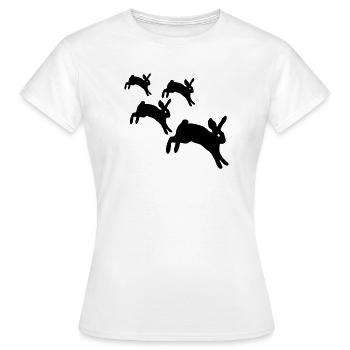 Springen Kaninchen - Frauen T-Shirt - Weiß - Vorne - AI Model Female 172 dark (172cm)