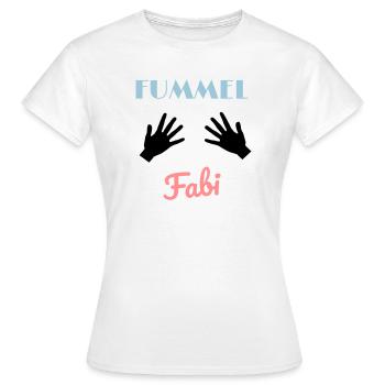 Fummel Fabi Funny Saying Design Hands Humor - Women's T-Shirt - white - Front - AI Model Female 172 dark (172cm)