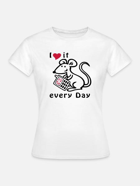 Téléphone portable, Souris, Chat - T-shirt Femme - blanc