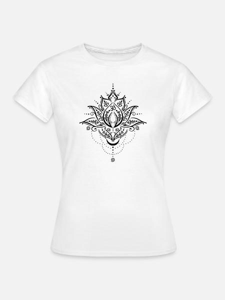 Lotus lotus fleur lune symbole om yoga - T-shirt Femme - blanc