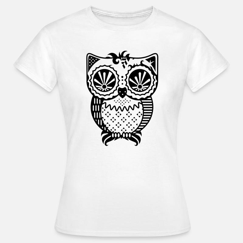 Patchwork Eule - Frauen T-Shirt - Weiß