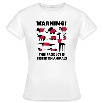 Warning this product is tested on animals 3Clr - Women's T-Shirt - white - Front - AI Model Female 172 dark (172cm)