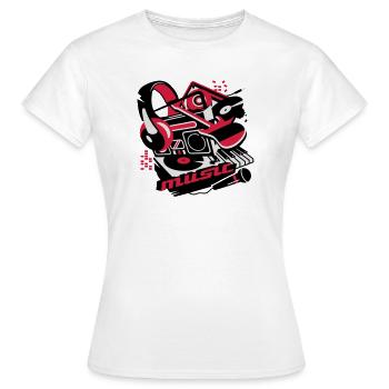 Kassettenrekorder,Kopfhörer und Plattenspieler - Frauen T-Shirt - Weiß - Vorne - AI Model Female 172 dark (172cm)