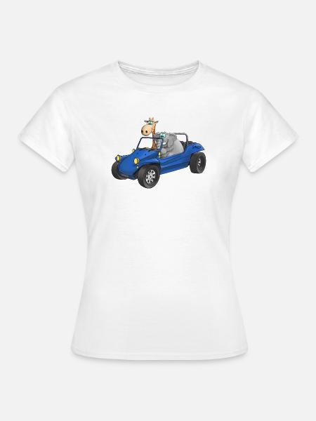 Éléphant et girafe en buggy - T-shirt Femme - blanc
