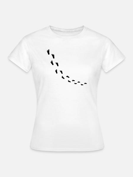 fussabdruecke_kommt - Frauen T-Shirt - Weiß