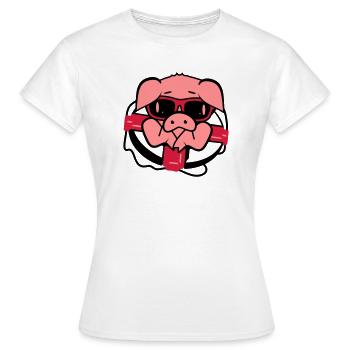 Un cochon avec une bouée de sauvetage - T-shirt Femme - blanc - Devant - AI Model Female 172 dark (172cm)
