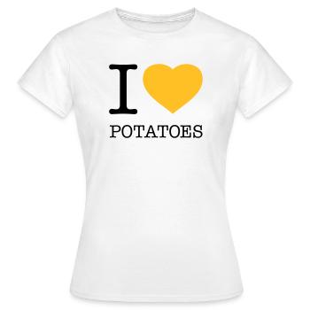 J’AIME LES POMMES DE TERRE Pommes de terre Purée de pommes de terre - T-shirt Femme - blanc - Devant - AI Model Female 172 dark (172cm)