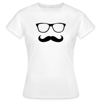Brille und Schnurrbart - Frauen T-Shirt - Weiß - Vorne - AI Model Female 172 dark (172cm)