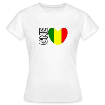 Cœur du drapeau du Mali avec un texte DISPARU - T-shirt Femme - blanc - Devant - AI Model Female 172 dark (172cm)