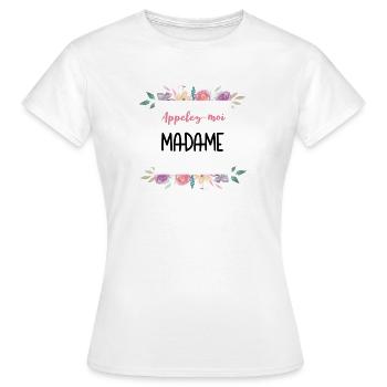 Floral design message customizable bride - Women's T-Shirt - white - Front - AI Model Female 172 dark (172cm)