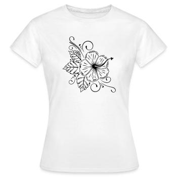 Hibiscus, hibiscus, fleur, fleurs - T-shirt Femme - blanc - Devant - AI Model Female 172 dark (172cm)