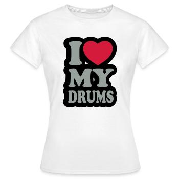 I love my drums - J'aime mes tambours - T-shirt Femme - blanc - Devant - AI Model Female 172 dark (172cm)