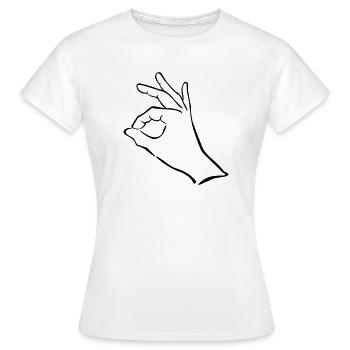hand - Women's T-Shirt - white - Front - AI Model Female 172 dark (172cm)
