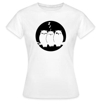 Verschlafene niedliche Eulen im dunklen leuchtend - Frauen T-Shirt - Weiß - Vorne - AI Model Female 172 dark (172cm)