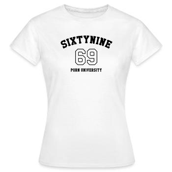 69 Porn University - T-shirt Femme - blanc - Devant - AI Model Female 172 dark (172cm)