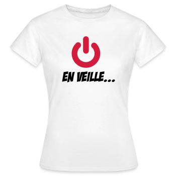 En veille - T-shirt Femme - blanc - Devant - AI Model Female 172 dark (172cm)