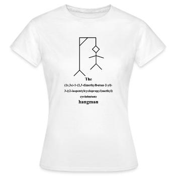 Pendu - Nom du pendu IUPAC du pendu - noir - T-shirt Femme - blanc - Devant - AI Model Female 172 dark (172cm)