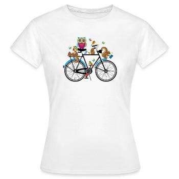 Animaux de la forêt sur un vélo - T-shirt Femme - blanc - Devant - AI Model Female 172 dark (172cm)