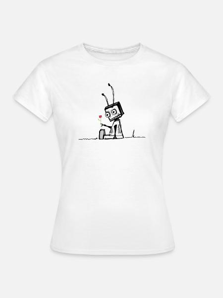 A robot with a flower - Women's T-Shirt - white