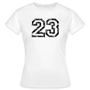 Zahl 23 (Vintage Weiß) 23. Geburtstag Nr. 23 - Frauen T-Shirt - Weiß - Vorne - AI Model Female 172 dark (172cm)