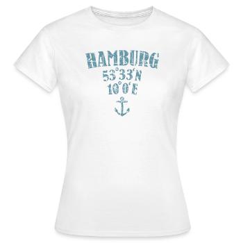 Hamburg Koordinaten - Frauen T-Shirt - Weiß - Vorne - AI Model Female 172 dark (172cm)