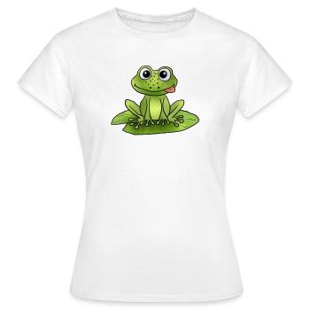 Frosch auf Seerose - Frauen T-Shirt - Weiß - Vorne - AI Model Female 172 dark (172cm)