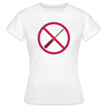 keine schraubenzieher verboten schild hinweis mech - Frauen T-Shirt - Weiß - Vorne - AI Model Female 172 dark (172cm)