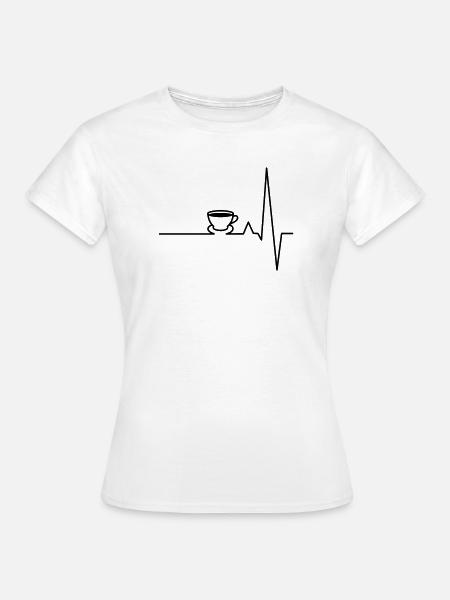 Battement de coeur café ECG - T-shirt Femme - blanc
