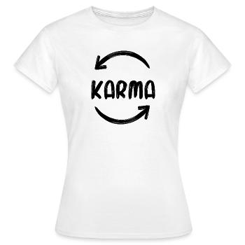 Karma Wiedergeburt Buddhismus Spiritualität Spruch - Frauen T-Shirt - Weiß - Vorne - AI Model Female 172 dark (172cm)