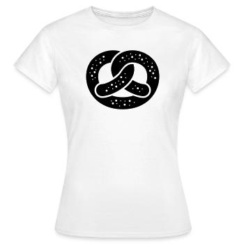 Salzbrezel / braun / einfärbbar - Frauen T-Shirt - Weiß - Vorne - AI Model Female 172 dark (172cm)
