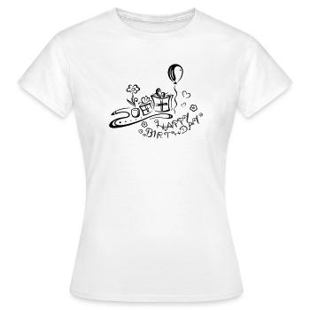 Happy Birthday motif, Congratulations - Women's T-Shirt - white - Front - AI Model Female 172 dark (172cm)
