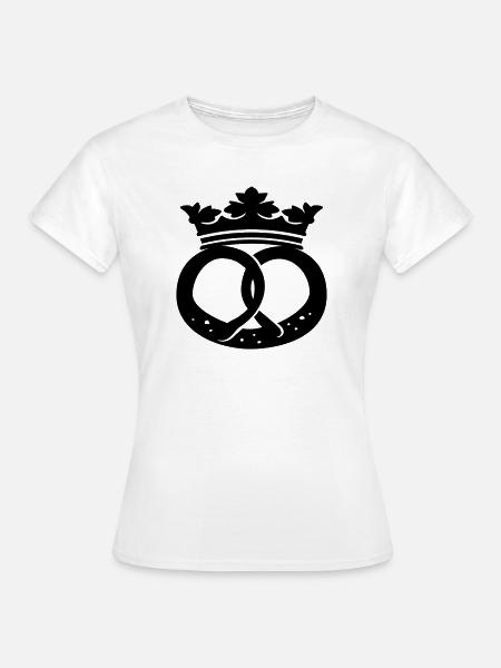 Brezel mit Krone, Brezelkönig - Frauen T-Shirt - Weiß