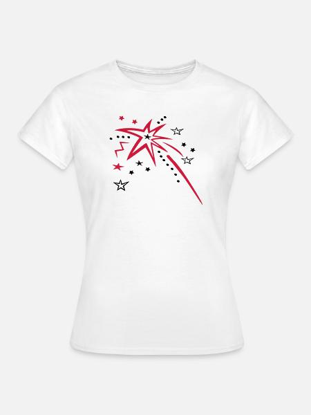 Feuerwerk mit vielen Sternen - Frauen T-Shirt - Weiß