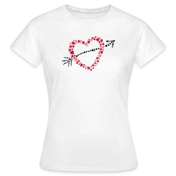 Grand coeur avec une flèche de nombreux cœurs. - T-shirt Femme - blanc - Devant - AI Model Female 172 dark (172cm)