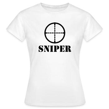 sniper t shirt design Scharfschuetze sniper - Women's T-Shirt - white - Front - AI Model Female 172 dark (172cm)