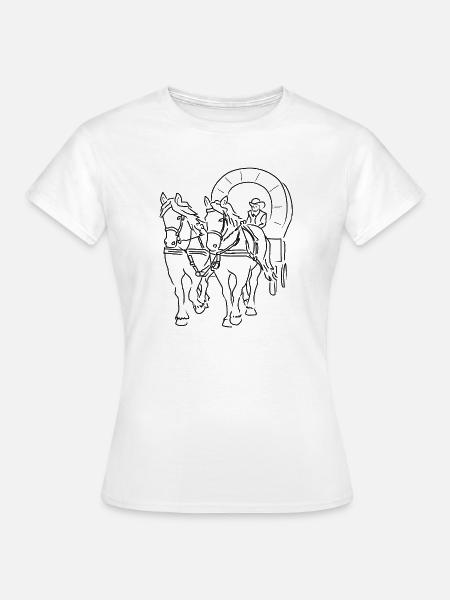 planwagen pferde reise - Frauen T-Shirt - Weiß