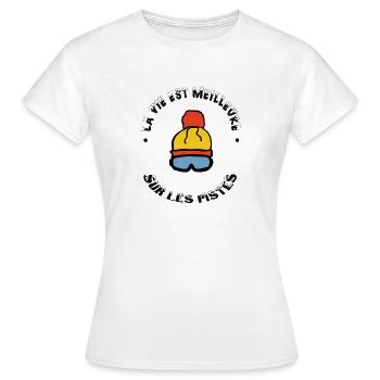 la vie est meilleure sur les pistes - T-shirt Femme - blanc - Devant - AI Model Female 172 dark (172cm)