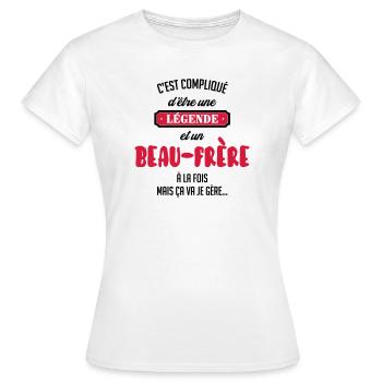 Belle Beau-Frère / Belle-Sœur / Beau Frere / Belle - T-shirt Femme - blanc - Devant - AI Model Female 172 dark (172cm)