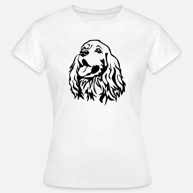 Cocker Spaniel hoofd - Dame-T-shirt - hvid