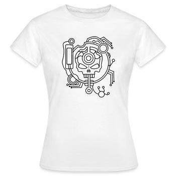 Cyber Skull Totenschädel als Schaltkreis - Frauen T-Shirt - Weiß - Vorne - AI Model Female 172 dark (172cm)