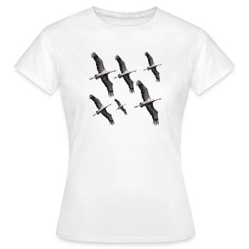 Grues migratrices d’oiseaux - T-shirt Femme - blanc - Devant - AI Model Female 172 dark (172cm)