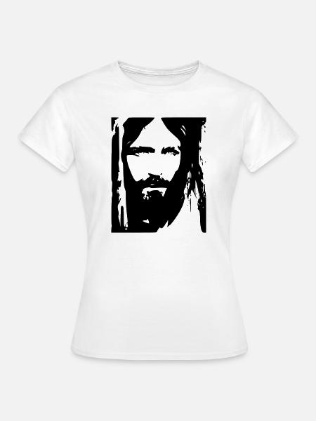 Jesus Silhouette Christian Faith Minimalistische Shirt - Vrouwen T-shirt - wit