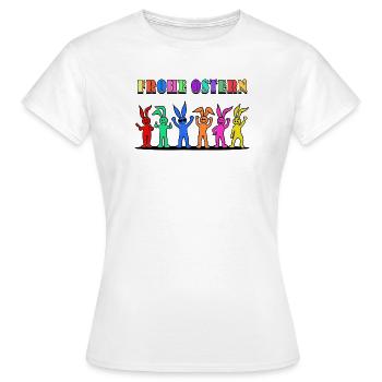 Frohe Ostern Osterhasen Osterhäschen Osterfest - Frauen T-Shirt - Weiß - Vorne - AI Model Female 172 dark (172cm)