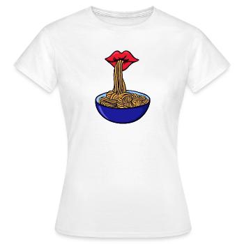 Pâtes spaghetti Asciutta Hunger Italie - T-shirt Femme - blanc - Devant - AI Model Female 172 dark (172cm)