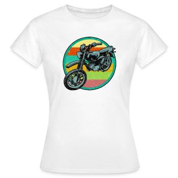 Patch de relief rétro pour cyclomoteur 3D look usé - T-shirt Femme - blanc - Devant - AI Model Female 172 dark (172cm)