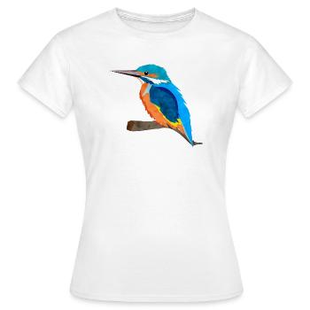 Martin-pêcheur à multiples facettes au plumage brillant - T-shirt Femme - blanc - Devant - AI Model Female 172 dark (172cm)